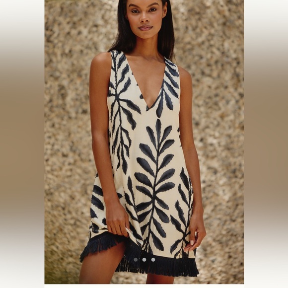 Anthropologie Celandine Linen Blend Embroidered V-Neck
Mini Shift Dress, OS - Picture 1 of 5